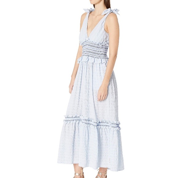 NWT Jonathan Simkhai Smocked V-Neck Dress - Picture 3 of 5